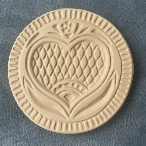 Set of 4 Round Clay Cookie Mold/Stamps - Picture 3 of 5